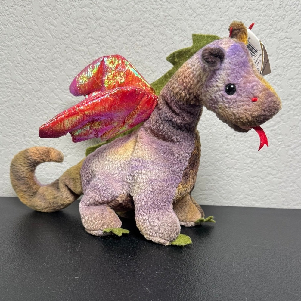 Ty Beanie Baby Scorch the Dragon 1998 Multicolor Iridescent Wings Plush 4210